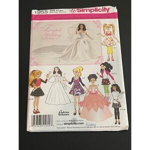00461 - Simplicity‎ 1955 Fairytale Wedding Dress Doll Clothes Pattern UNCUT Sz A
